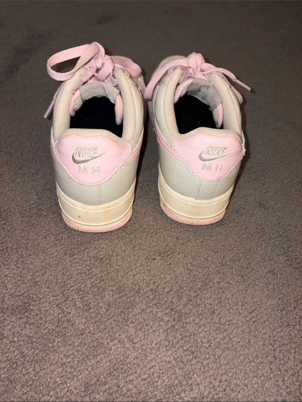 Custom (well loved) Nike Air Force 1 Low in Pink and White